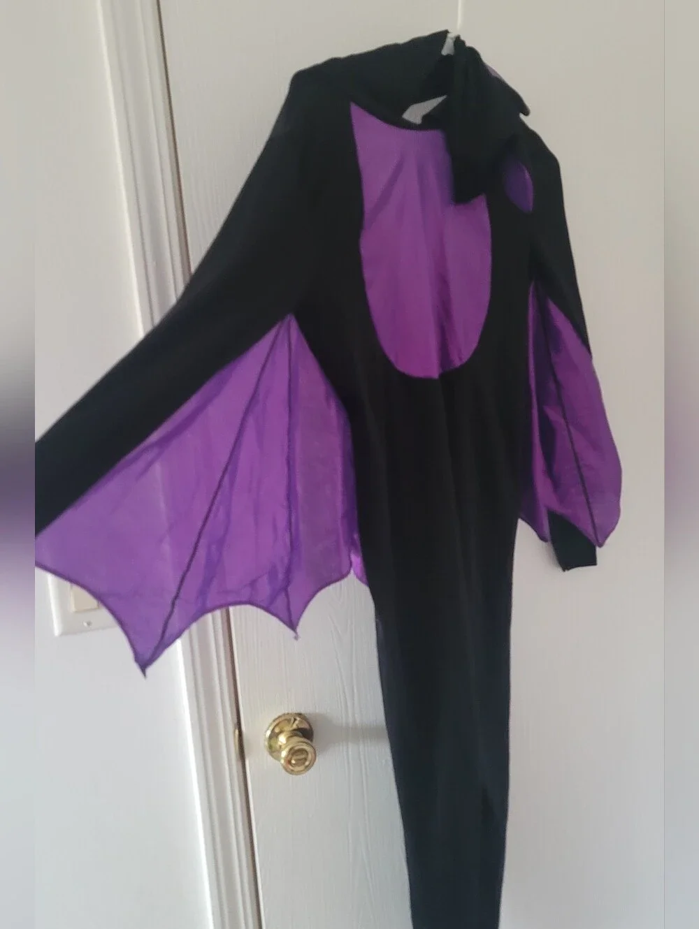 Midnight Bat Kids Halloween Costume Hooded Jumpsuit with Wings 10-12 Large L New